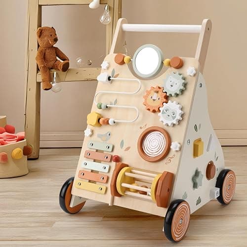 Wooden Baby Walker, Baby Push Walker with Activity Center for Girls Boys, Push Walker Toys for Babies Learning to Walk, Sit-to-Stand, for 10-12 Months 1 2 3 Years Old thumbnail 2