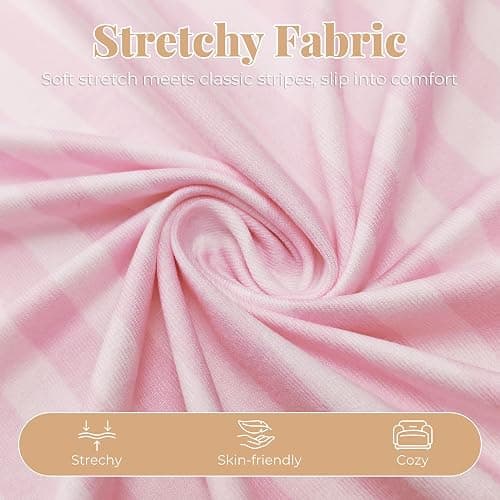 LYCY Robes for Women Striped Short Bathrobe, Soft Lightweight Kimono Robe with Pockets thumbnail 2