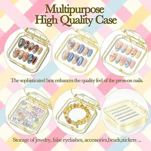 24PCS Press On Nail Packaging Case Yellow with 158Pcs Nail Tool Supplies | Press On Nail Box for Fake Nails with Nail Prep Kits,3x3in Nail Storage Cases Bulk for Nail Business,Art DIY thumbnail 3