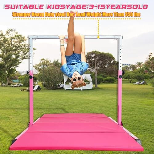 MARFULA Gymnastic Bar with 4 ft Inner Width 5 ft Adjust Height for Kids Kip Bar with 350 lbs Gymnastic Training Equipment for Kids 3-15 Years Home and Club Use thumbnail 2