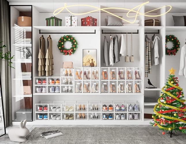 SIMPDIY Shoe Storage, 12 Pack Shoe Organizer for Closet, Shoe Boxes Clear Plastic Stackable Shoe Containers with Lids for Size 10 thumbnail 2
