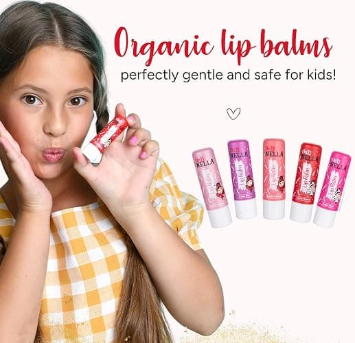 Miss Nella set of 5 Hypoallergenic children Lip Balms- HONEY BUNNY, SWEET CHEEKS & CUTIE PIE, Luvvu Wuvvy, Sugar Plum, Non Toxic Make Up for kids, perfect for those with sensitive skin. thumbnail 2
