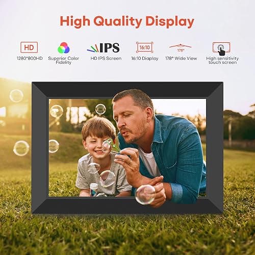 BIGASUO Digital Picture Frame, 10.1" Frameo Digital Frame WiFi with 32GB Memory, 1280x800 IPS Touch Screen, Send Photos/Videos from Your Phone Anywhere, Photo Gifts for Parents and Grandparents thumbnail 5