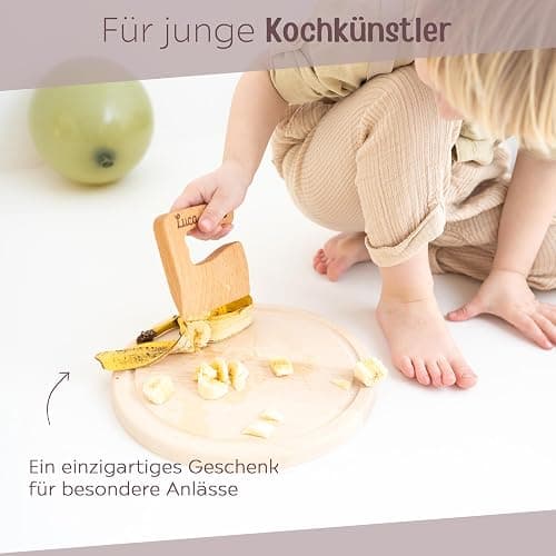 wunderwunsch® - Personalisiertes Montessori Kinder Messer mit Gravur - Sicheres Holz Baby Besteck mit abgerundeten Kanten - Geburtstag Baby Geschenk (ohne Name) thumbnail 4