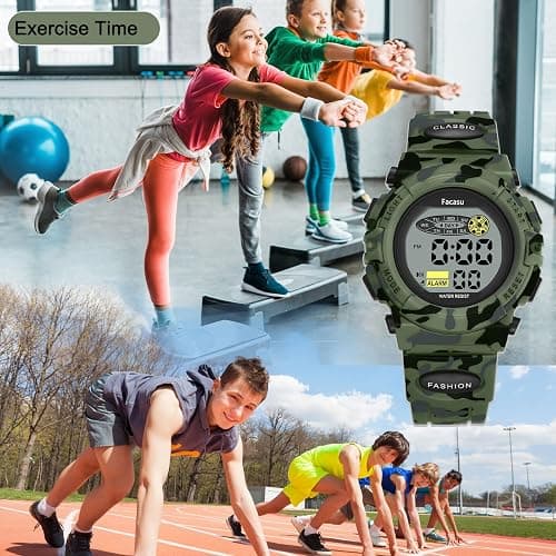 Facasu Kids Watch Digital for Boys-Waterproof Kids Sports Watch with Light, Alarm&Snooze,Stopwatch Military Design Silicone Band Gift for Birthdays,Christmas Outdoor Activities(8+ Years) thumbnail 7