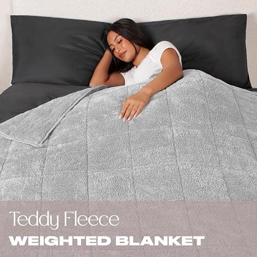 Brentfords Teddy Fleece Heavy Weighted Blanket for Adults Quilted Pockets Throw, Silver Grey, 150 x 200cm - 8kg (Disclaimer: Only suitable for age 3+ years) thumbnail 2