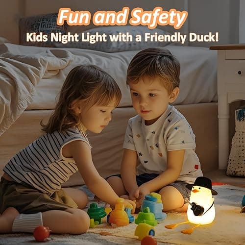 Anywin Duck Night Light, Squishy Duck Lamp, Silicone Bedside Light Up Funny Duck with Dimmer & Rechargeable. Birthday Gifts for Friends Women(Guitar Duck) thumbnail 2
