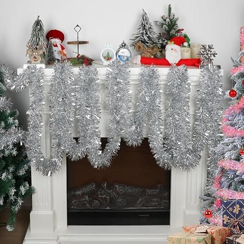 Decora 33 Feet Silver Tinsel Garland, Christmas Metallic Hanging Tinsel Garland for Xmas Tree Home and Party Decoration (Pack of 2) thumbnail 7