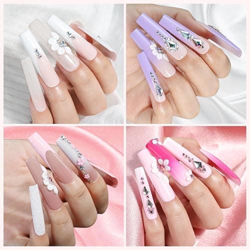 UNA GELLA Nail Tips Square XXL Long: Full Cover Pre-file No C Curve | Square Straignt Gel Nail Tips for DIY Press On Nails 216PCS, 12 Sizes Gel Nail Extensions Art Salon thumbnail 2