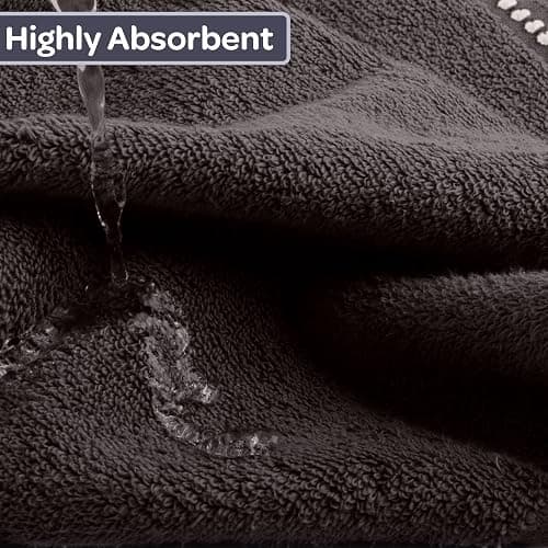 Lavish Home 6 Piece Bathroom Towels Set - 525GSM 100% Cotton Bathroom Essentials - 2 Bath Sheets, 2 Hand Towels, and 2 Wash Cloths for Bath, Shower, Gym, Spa, and Dorm Room (Charcoal) thumbnail 7