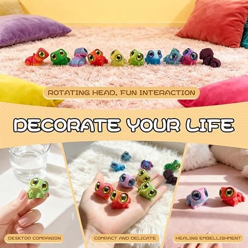 WJOVK 3D Printed Big-Eyed Frog Toy,10 PackArticulating Realistic Animal Pendant,Unique Desk Decor & Flexible Gift Idea (10PC Frog) thumbnail 3