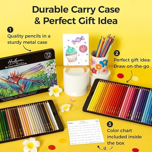 Ohuhu Colouring Pencils, 72 Blendable High Pigmentation Soft and Thick Core 4mm Oil-based Lead Coloured Pencils for Professionals Artists Adults Students Drawing Sketching Portrait - Halawa Series thumbnail 9