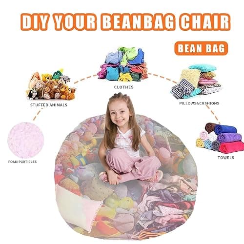 BCU Bean Bag Chair Cover Ultra Soft Fluffy Faux Fur Beanbag Cover Plush Living Room Chairs Cover for Adults and Kids, White - Milky White thumbnail 7