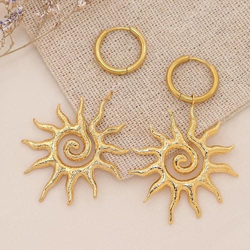 Frigotine Gold Dangle Hoop Earrings for Women, Trendy Sparkly Hypoallergenic Fashion Jewelry Gift for Prom Wedding Party Accessories thumbnail 6