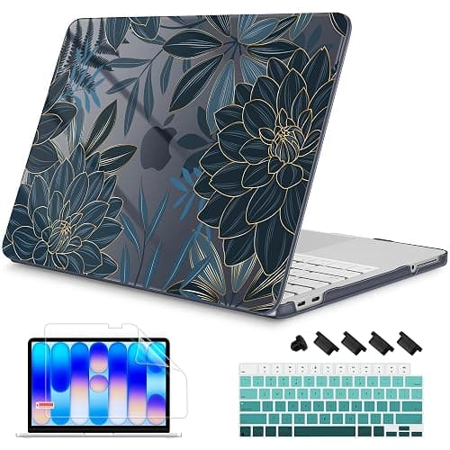 Mektron Case for 2026 MacBook Neo 13-inch A18 Pro chip A3404 Laptop Cover with 13-inch (Diagonal) Liquid Retina Display+ Keyboard Cover+ Screen Protector, Dahlia Flower C035 - Image 1