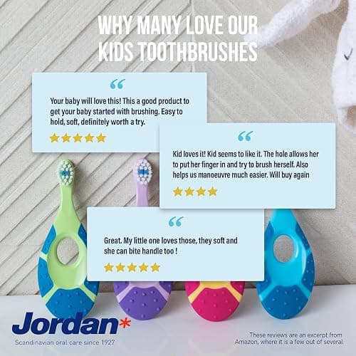 Jordan* ® | Step 1 Baby Toothbrush | 0-2 Years, Soft Bristles, BPA Free | Pink & Purple | 4 Pack | Manual thumbnail 6