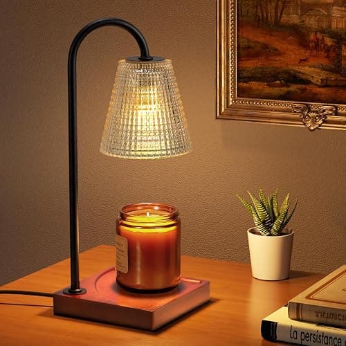 Hong-in Candle Warmer Lamp with Timer-Dimmable Black Candle Warmer,New Mom Gifts,House Warming Gifts New Home Bedroom Decor,Wax Warmer for Scented Wax Jar Candles - Image 1