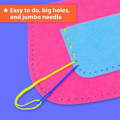 KRAFUN My First Sewing Bag Kit Arts & Crafts for Beginner Kids, 6 Easy DIY Sewing Handbag Pouch Sleeve Projects of Animal Theme, Instructions Learn to Sew & Felt Embroidery, Gift for Girls & Boys thumbnail 4