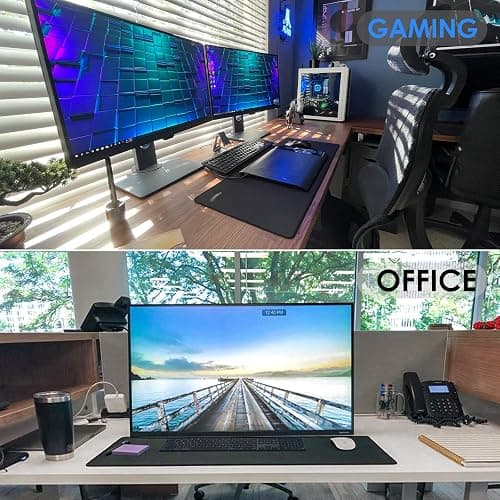KTRIO Large Gaming Mouse Pad with Superior Micro-Weave Cloth, Extended Desk Mousepad with Stitched Edges, Non-Slip Base, Water Resist Keyboard Pad for Gamer, Office & Home, 31.5 x 11.8 in, Black thumbnail 7