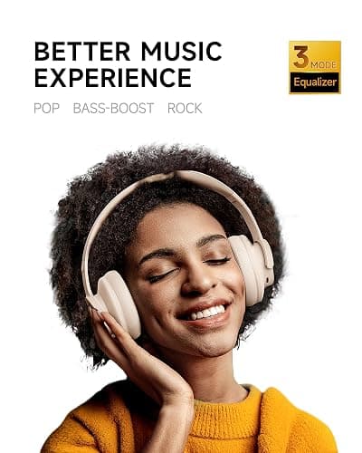 Picun B8 Bluetooth Headphones, 120H Playtime Headphone Wireless Bluetooth with 3 EQ Modes, Low Latency, Hands-Free Calls, Over Ear Headphones for Travel Home Office Cellphone PC Khaki White thumbnail 2