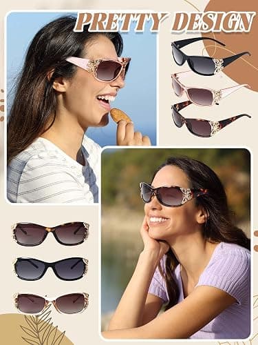 Tellegloww 3 Pcs Polarized Sunglasses for Women Fashion Butterfly Design Trendy Retro UV 400 Protection Sunglasses, 3 Style thumbnail 4