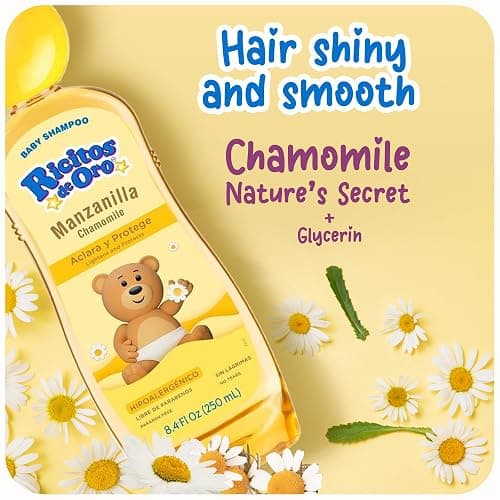 Ricitos de Oro Baby Shampoo with Chamomile – Gentle and Tear-Free Formula for Babies and Kids, Natural Lightening and Soft Conditioning Hair Care, Paraben-Free, Safe Daily Use, 8.4 fl oz, 3-Pack thumbnail 4