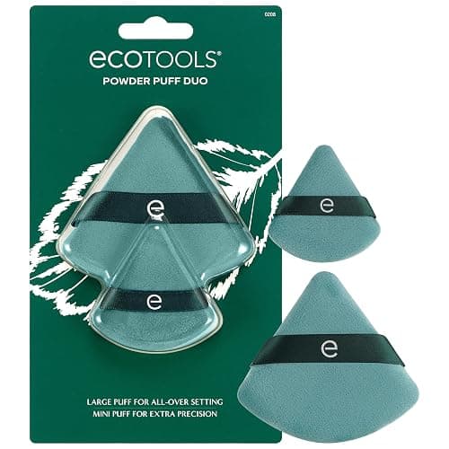 EcoTools Powder Puff Duo, Large & Mini Makeup Puffs for Setting, Baking & Mattifying, Finger Band for Precise Application, Vegan, Cruelty-Free, Sustainable Face Makeup Tools, 2 Count thumbnail 2