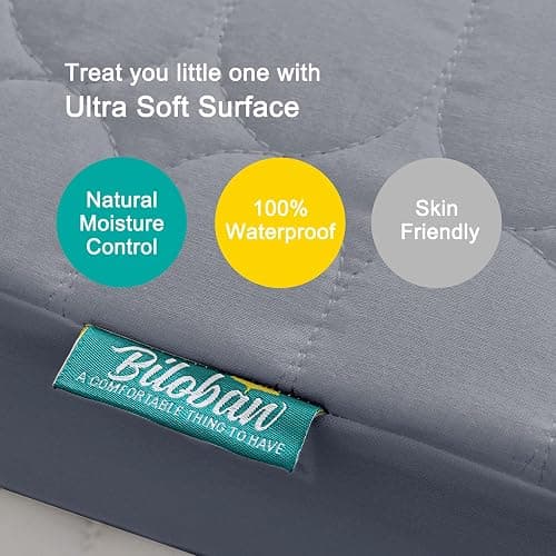 Crib Mattress Protector Sheets Waterproof 2 Pack, Quilted Crib Mattress Pad Cover Fitted Fits for Baby Toddler Bed Mattress, Grey & Pink, 52” x 28” thumbnail 6