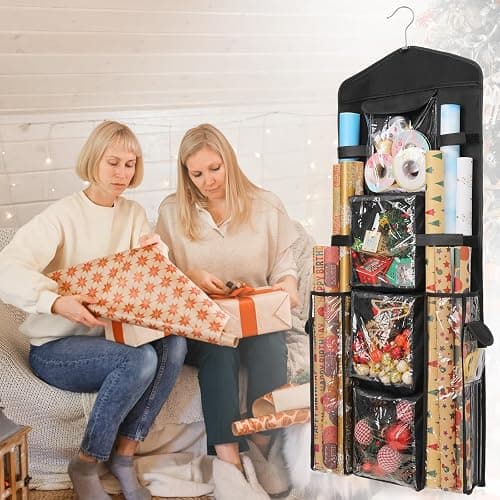 EXLIFBAG Wrapping Paper Storage, Gift Wrap Organizer Holder Double-Sided Hanging Gift Bag Storage Organizer thumbnail 2
