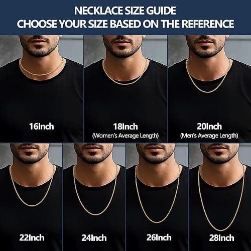 Fiusem 14K Gold Plated Wheat Chain Necklace for Men, 2/2.5/3/4/5mm Stainless Steel Necklace Chains for Men and Women 16-28 Inch thumbnail 6