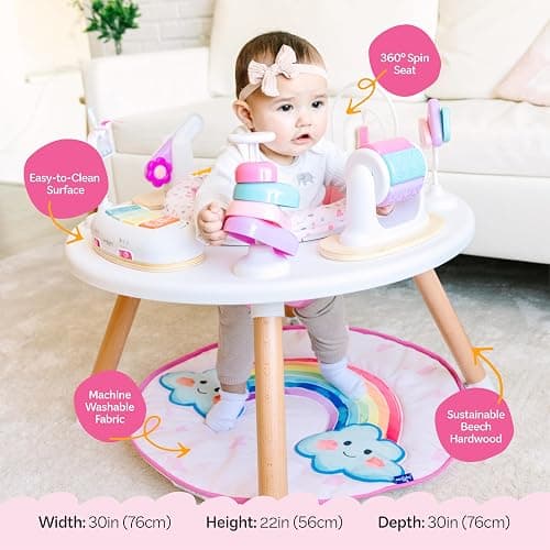 Move2Play 4-in-1 Baby Activity Center | Montessori-Inspired Design | 8 Interactive Toys | Tummy Time, Exersaucer & Toddler Table | Shower Gift | Essential | Must Have for 3, 6, 12 Month Old (Rainbow) thumbnail 4