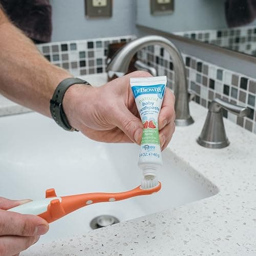 Dr. Brown's Baby and Toddler Toothbrush, Green and Orange Dinosaur 2-Pack, 1-4 Years thumbnail 8