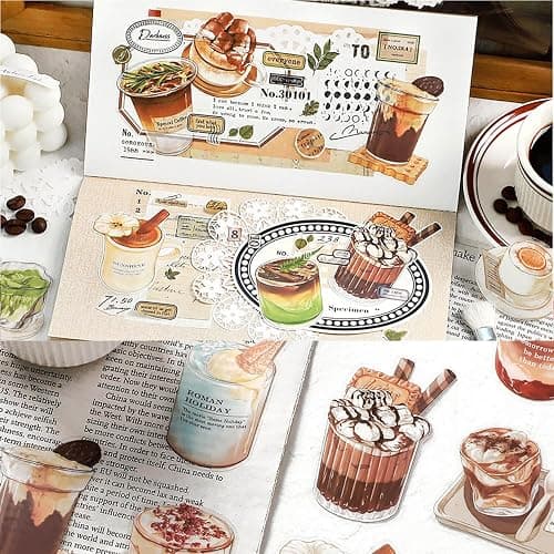 Maxleaf 80PCS Dessert Cake Clear Stickers for Scrapbook Decoration, 4 Series Retro Foods Bread Cake Coffee Stickers for Daily Life Diary Album Decoration thumbnail 7