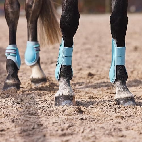 HORZE Adepto Open Front Tendon Boots | Durable Shell with Neoprene Lining - Canal Blue - Horse thumbnail 4