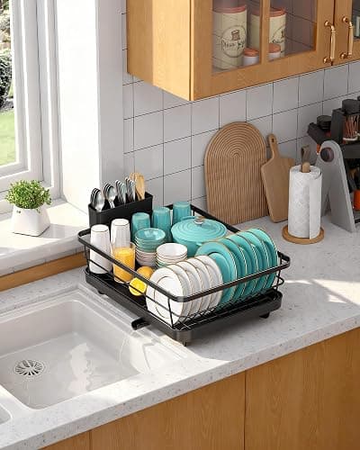 Sakugi Dish Drying Rack Compact Dish Racks Drain Board Dark Black Large | For Kitchen Counter, Stainless Steel, Use in Sink & on Countertop, Durable, Space-Saving thumbnail 8