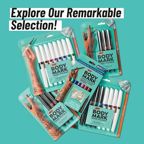 BIC BodyMark Temporary Tattoo Marker with Cosmetic Quality and Skin Safety, 8-Count in Assorted Colors thumbnail 2
