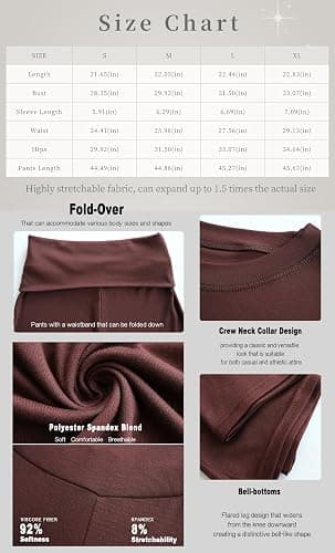 YETOWA Women's 2 Piece Lounge Outfits Slim Short Sleeve Tops Low Rise Flare Leggings Sets Yoga Sweatsuit thumbnail 3