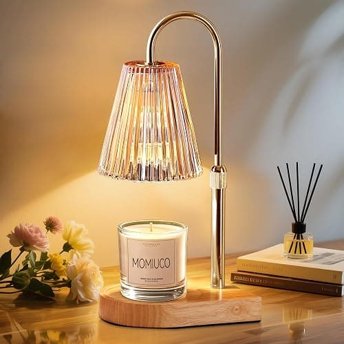 MOMIUCO Candle Warmer Lamp with Timer Dimmer, Electric Candle Warmer, Bedroom Home Decor, Adjustable Height, Wax Melt Warmer with 2 Bulbs for Jar Candles - Image 1