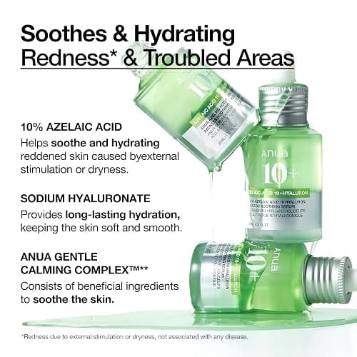 Anua Azelaic Acid 10 Hyaluron Redness Soothing Serum, Facial Serum for Sensitive skin, Hyaluronic Acid, Niacinamide, Spot Care, Natural Color, Vegan, Korean Skincare (30ml/ 1.01 fl oz.) thumbnail 5