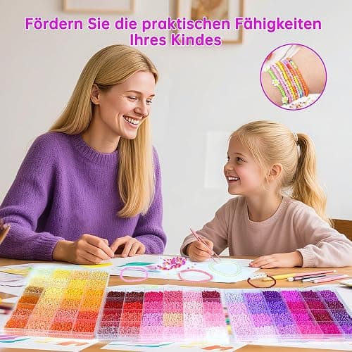 Dazhqp 45000 3mm 144 Farben Armbänder,Armbänder Selber Machen Mit Glasperlen, Perlen Set Zum Auffädeln,Perlenset für Weihnachten Partys Kinder Feiertage DIY Bracelet Making Kit Halsketten Handwerk thumbnail 7