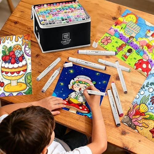 OHQOHQ Alcohol Markers Set 168 Colors with Case & Pen Holder, Dual Tip Alcohol Based Art Markers, Chisel & Fine Tip Coloring Markers for Adult Coloring Books, Drawing, Illustration, Art Supplies thumbnail 6
