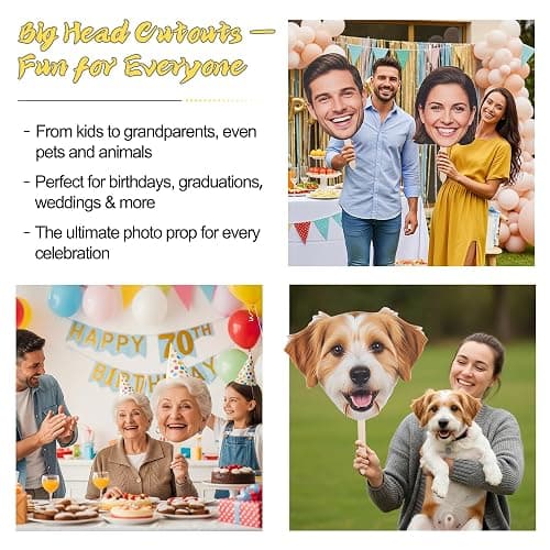 EZISHIPS Big Head Cutout on a Stick – Custom Face Cutouts for Party, Graduation, Birthday, or Wedding | Life Size Photo Prop, 6"–36", 1 Piece thumbnail 7