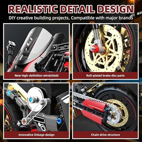 WINGIFT 1:8 Motorcycle Building Set,426 PCS Collectible Motorcycle Display Model Building Kit,Motorbike Toy Collection Brick Kit for Boys Girls,Christmas Birthday Gift for Adults Teens and Kids 8-14+ thumbnail 6