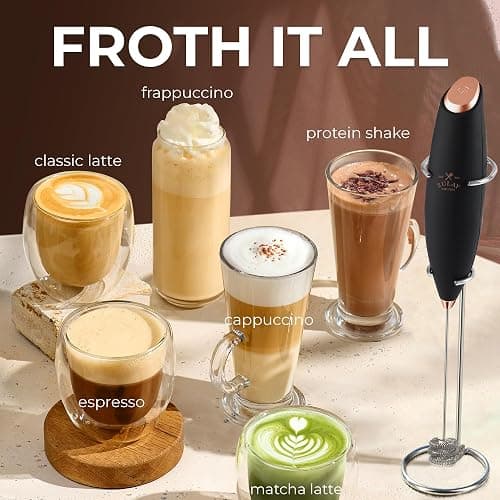 Zulay Kitchen Patented Tornado Triple Whisk Milk Frother with 4 Duracell Batteries – Handheld Foam Maker for Coffee, Lattes, Matcha & Hot Chocolate – Rich, Creamy Froth in Seconds thumbnail 6