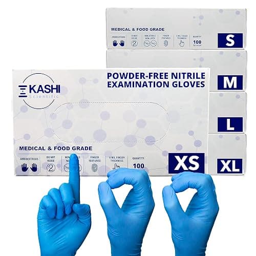 Kashi Scientific Disposable Medical Exam Nitrile Gloves, Powder Free Latex Free, 4 mil Blue Non Latex Glove, Food Safe Gloves - Image 1