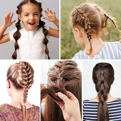 Funtopia 2500 Pcs Small Hair Ties, Mini Rubber Hair Bands with Organizer Box, Hair Elastics for Women Girls Kids Toddlers Braiding and Daily Hairstyles (Clear, Black, Brown) thumbnail 4