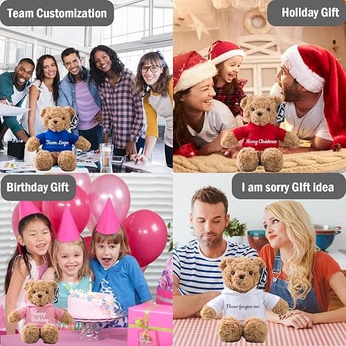 MeterBear Orsacchiotto Peluche Personalizzato con Nome Foto, Orsetto di Peluche Teddy Bear come Regali Personalizzati per lui Natale Regali Compleanno San Valentino Anniversario (26cm) thumbnail 6
