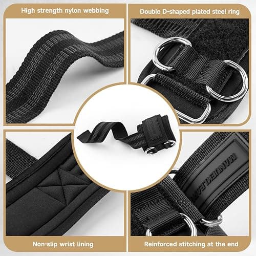 MANUEKLEAR Non-Slip Wrist Straps for Weightlifting Deadlifting, Gym Lifting Straps with D Rings for Cable Machine Workout, 10mm Neoprene Padded Weight lifting Wrist Wraps for Men Women thumbnail 6