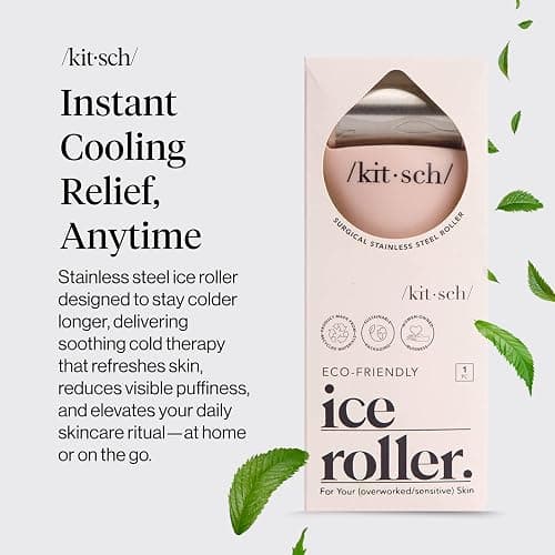 Kitsch Ice Roller for Face – Stainless Steel Ice Face Roller to Reduce Puffiness, Redness & Headaches – Cooling Facial Roller for Skin Care, Irritation Relief & Spa-Like Experience at Home-Pink thumbnail 2