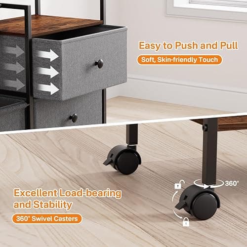 Modanais Baby Diaper Caddy Organizer Cart - 3 Tier Rolling Cart with Dividers and Drawers, Easy To Assemble, Mobile Utility Cart with Wheels for Nursery, Bedroom, Changing Table & Crib thumbnail 5